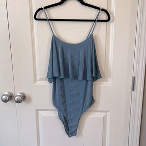 Spaghetti Strap Dusty Blue Bodysuit